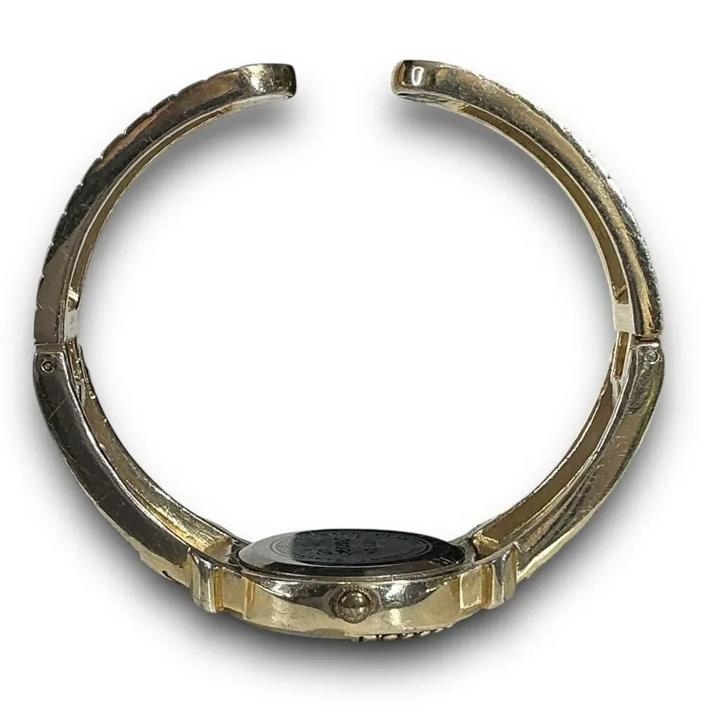 Y2K Vintage Gold Tone Round Face Bangle Cuff Bracelet Watch